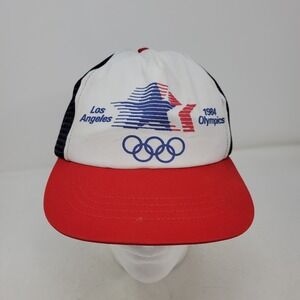 Vintage Los Angeles Olympics Hat‎ Cap Snap Back White Red Blue Olympic Mens 80s